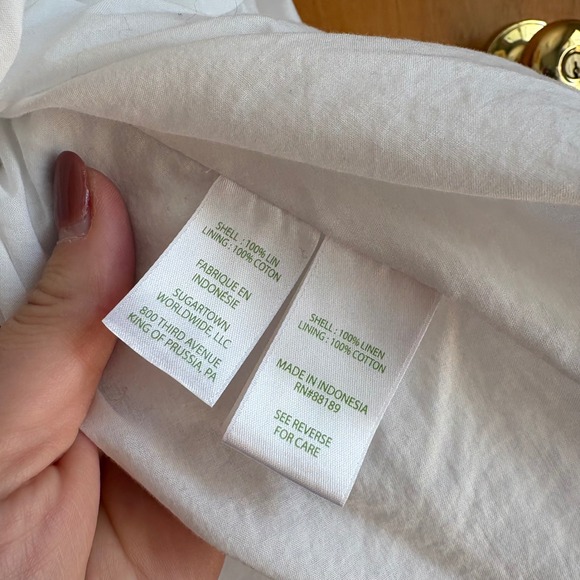 Lilly Pulitzer Dress Womens S White Linen Puff Sleeve Tiered Wrap Mini 013216 - Picture 8 of 11